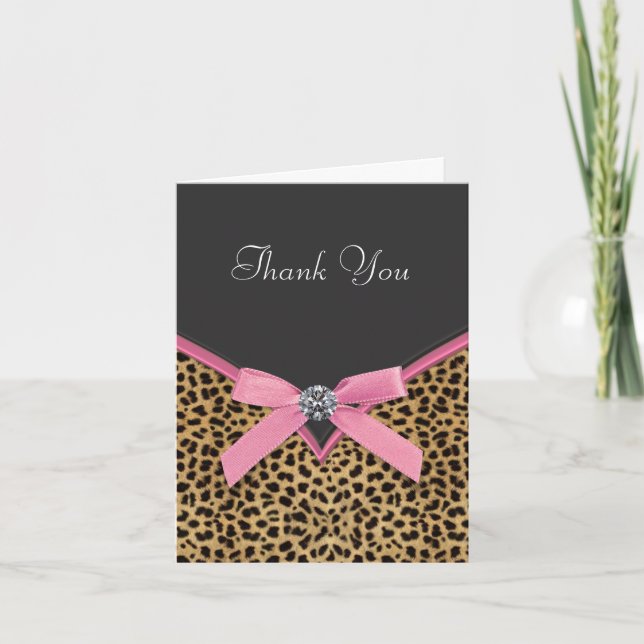 Pink Leopard Thank You Cards (Front)