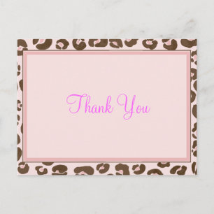 Pink Leopard Thank You Postcard