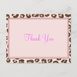 Pink Leopard Thank You Postcard