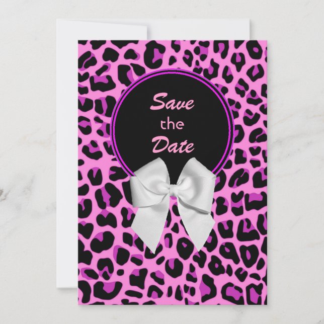 Pink Leopard Wedding Save the Date Invitation (Front)