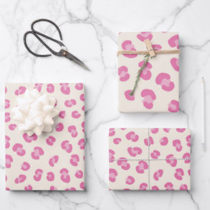 Pink Leopard Wrapping Paper Flat Sheet Set of 3