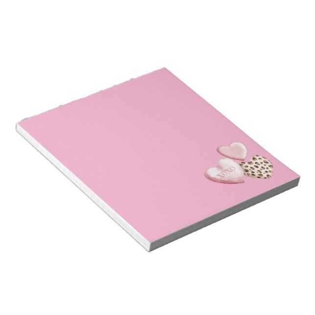 Pink Leopard XOXO Love Hearts Notepad (Angled)