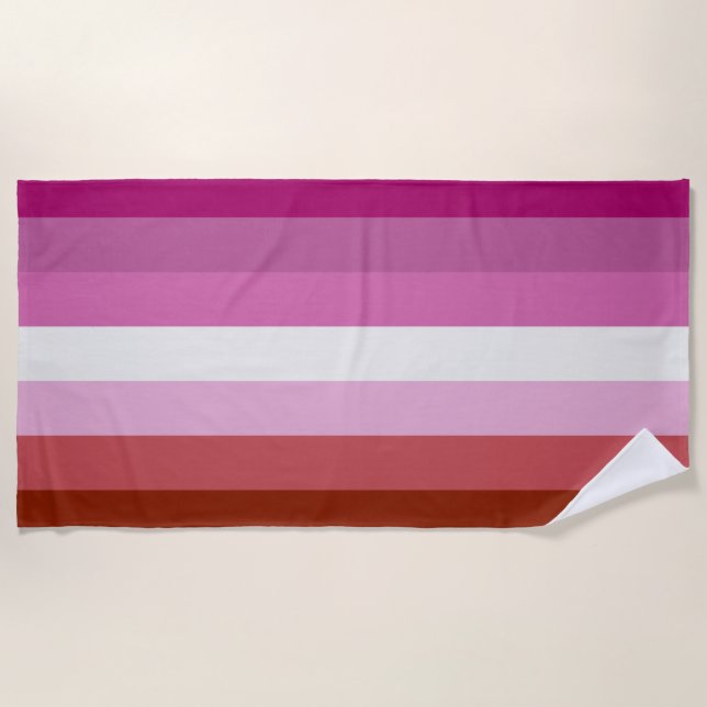Pink Lesbian Pride Flag Beach Towel (Front)
