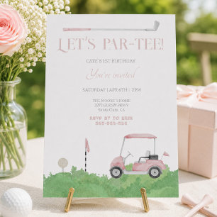 Pink let’s par tee Golf Birthday Invitation
