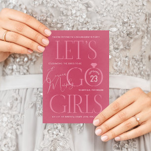 Pink Lets Go Girls Bachelorette Party Invitation
