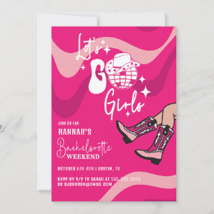 Pink Let's Go Girls Bachelorette Party Invitation