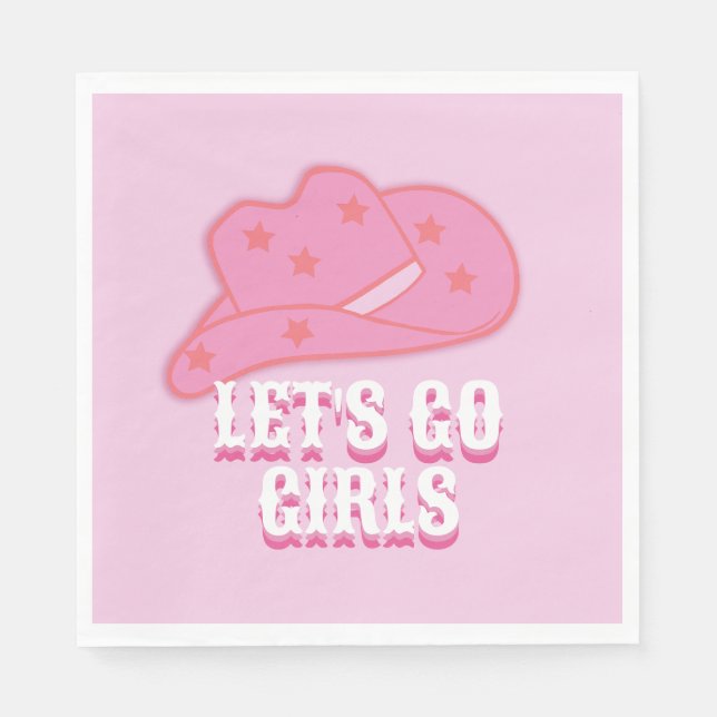 Pink Let's Go Girls Cowboy Hat Rodeo Napkin (Front)