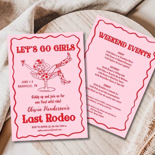 Pink Let's Go Girls Nashville Bachelorette Party Invitation (Creator Uploaded)