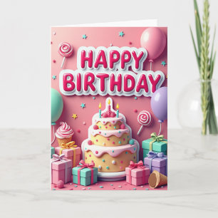 Pink Letter Birthday Card