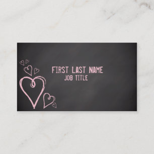 Pink letter heart chalkboard custom business cards