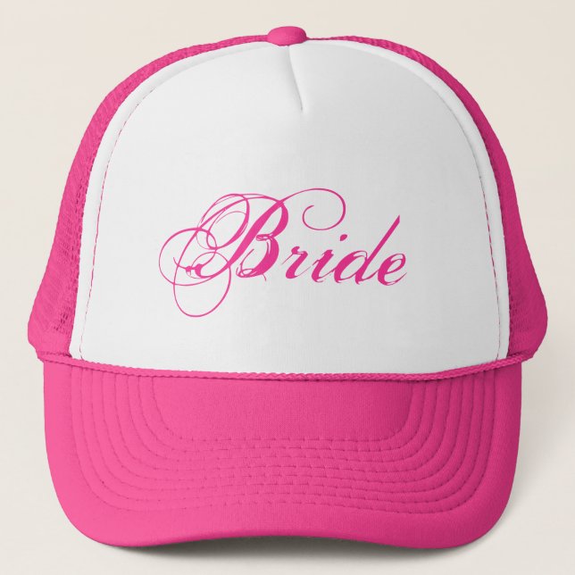 Pink lettering simple Bride hat (Front)