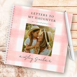 Pink Letters to My Daughter Keepsake Gingham Photo Notebook