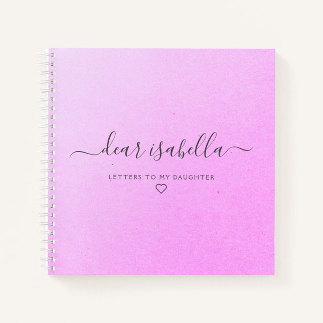 Pink Letters to My Daughter Keepsake Memory Notebo Notebook (Front)