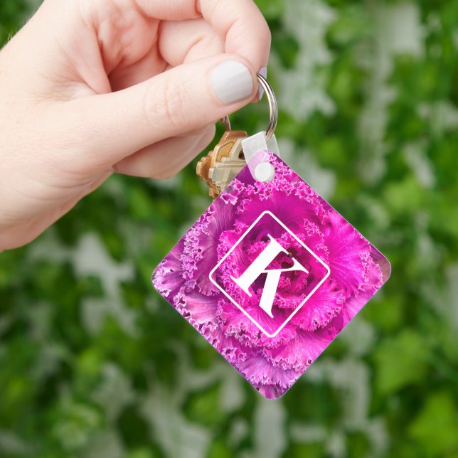 Pink Lettuce Keychain with Monogram (Hand)