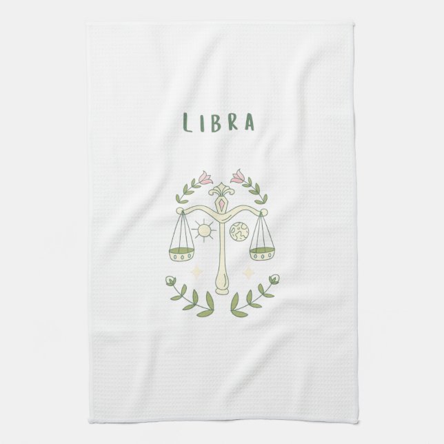 Pink Libra, zodiac, star sign  Tea Towel (Vertical)