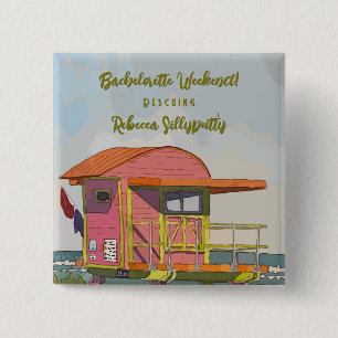 Pink Lifeguard Vibes Bachelorette Weekend 15 Cm Square Badge