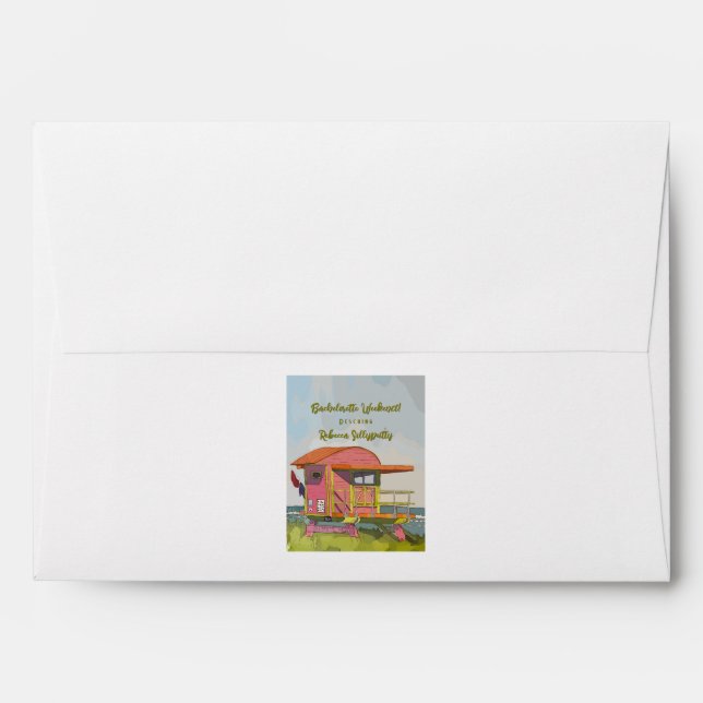 Pink Lifeguard Vibes Bachelorette Weekend Envelope (Back (Top Flap))