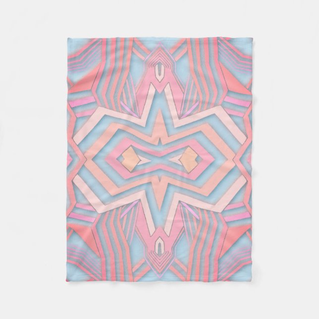 Pink & Light Blue Geometric Pattern (diy colour) Fleece Blanket (Front)