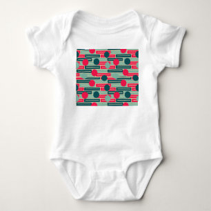Pink, Light Blue, Teal Rectangles and Circles  Baby Bodysuit