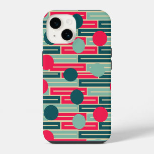 Pink, Light Blue, Teal Rectangles and Circles iPhone 14 Case