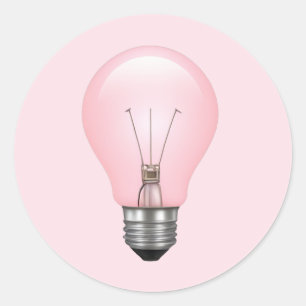 Pink Light Bulb Emoji Classic Round Sticker