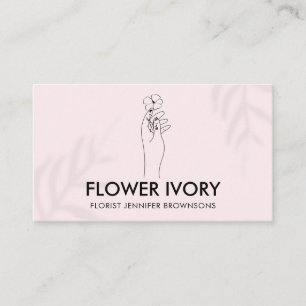 Pink Light Simple Clean Hand Hold Flower Business Business Card