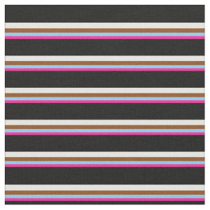 Pink, Light Sky Blue, Brown, Mint Cream & Black Fabric