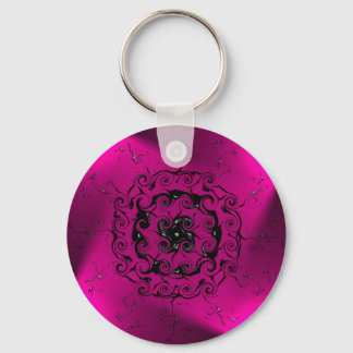 Pink light spiral pattern keychain