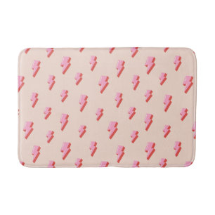 Pink Lightning Bolt Pattern Bath Mat