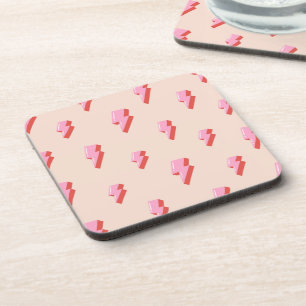 Pink Lightning Bolt Pattern Coaster