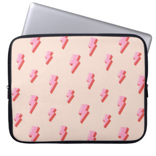 Pink Lightning Bolt Pattern Laptop Sleeve