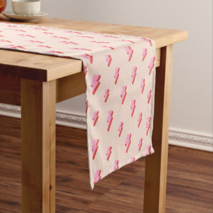 Pink Lightning Bolt Pattern Medium Table Runner