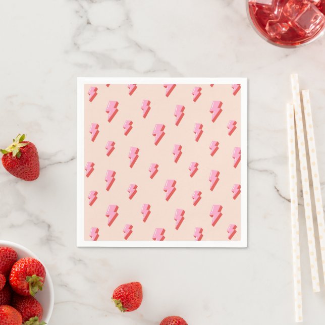 Pink Lightning Bolt Pattern Napkin (Insitu)