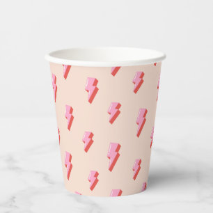 Pink Lightning Bolt Pattern Paper Cups