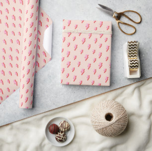 Pink Lightning Bolt Pattern Wrapping Paper