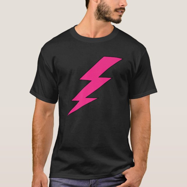 Pink Lightning Bolt Thunder 80'S Decades Theme Cos T-Shirt (Front)