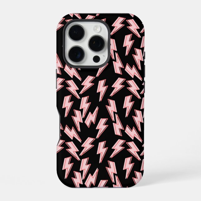 Pink Lightning Bolts Pattern iPhone Case (Back)
