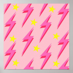Pink Lightning Pattern Poster for Bold Wall Decor