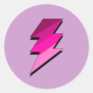 Pink Lightning Thunder Bolt Classic Round Sticker