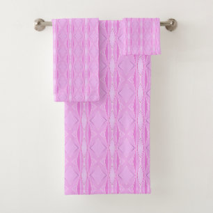 Pink Lilac and Magenta Diamond Geometric Bath Towel Set