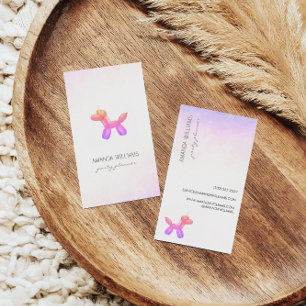 Pink Lilac Balloon Animal Party Event Planner Business Card
