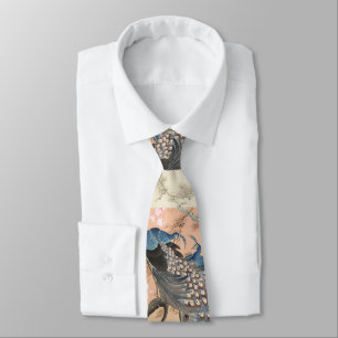 PINK LILAC BLUE SAKURA FLOWERS Japanese Floral  Tie
