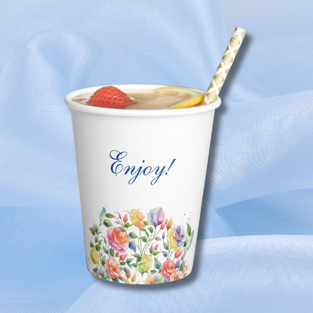 Pink Lilac Bright Floral Bridal Shower  Paper Cups (Creator Uploaded)