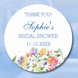 Pink Lilac Bright Floral Bridal Shower Thank You Classic Round Sticker