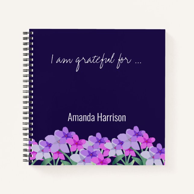 Pink lilac floral Gratitude Journal Personalised (Front)