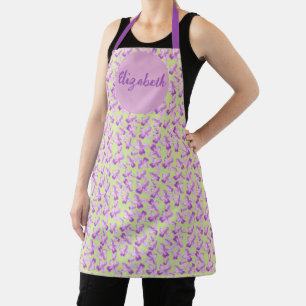 pink lilac flower with name All-Over Print Apron