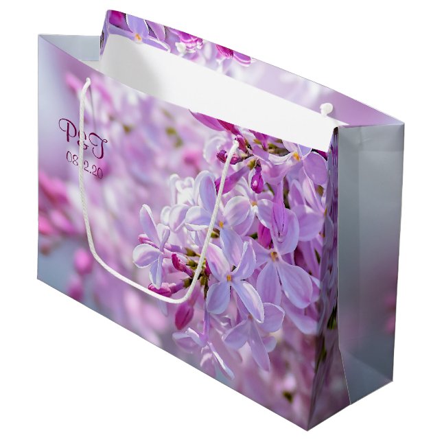 Pink lilac flowers large gift bag (Front Angled)