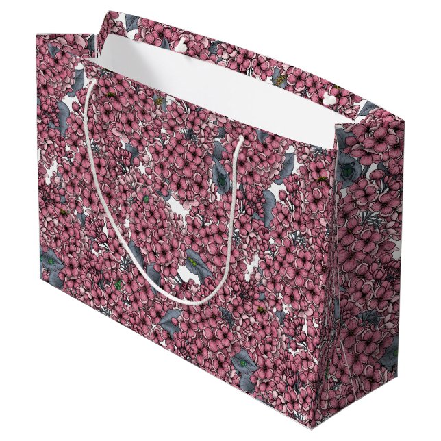 Pink Lilac garden Large Gift Bag (Back Angled)