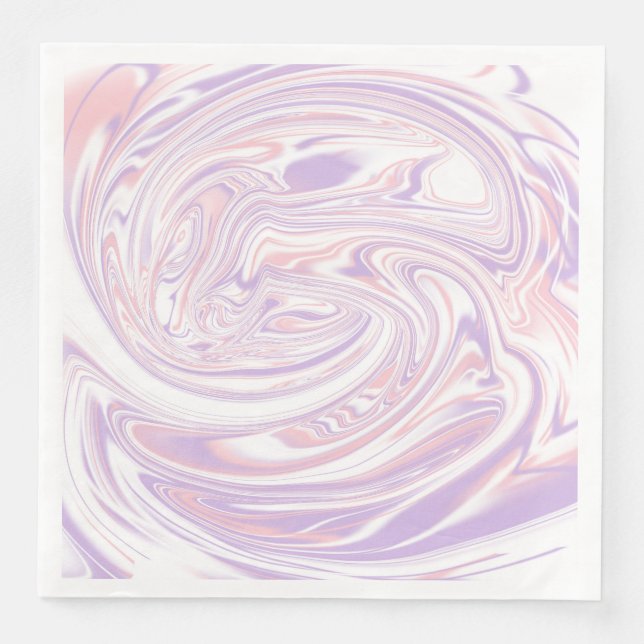 Pink Lilac Modern Abstract Liquid Marble Design Napkin (Front)