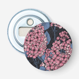Pink lilac on dark blue bottle opener